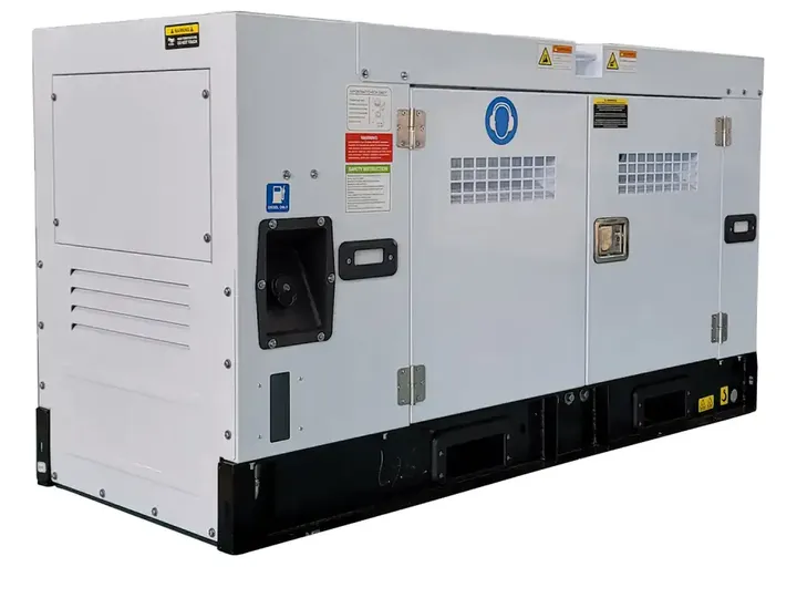 Gerador elétrico diesel de 65 kVA, insonorizado, com cabine branca